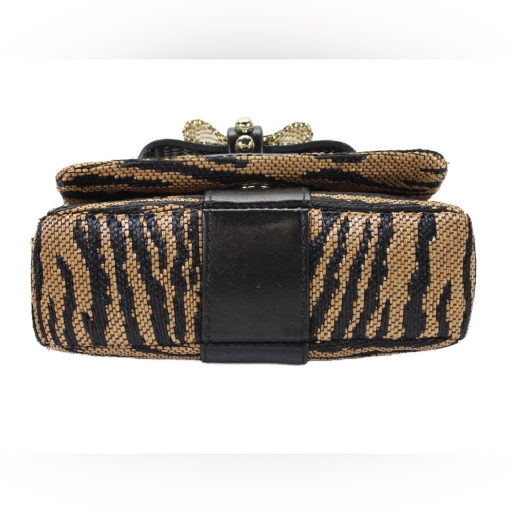 Christian Louboutin Womens One Strap Tiger Panama Sweety Charity Handbag Brown - Picture 6 of 17